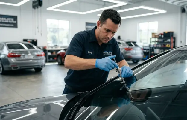 technician-repairing-a-stone-chip-on-car-windshield technician-repairing-a-stone-chip-on-car-windshield