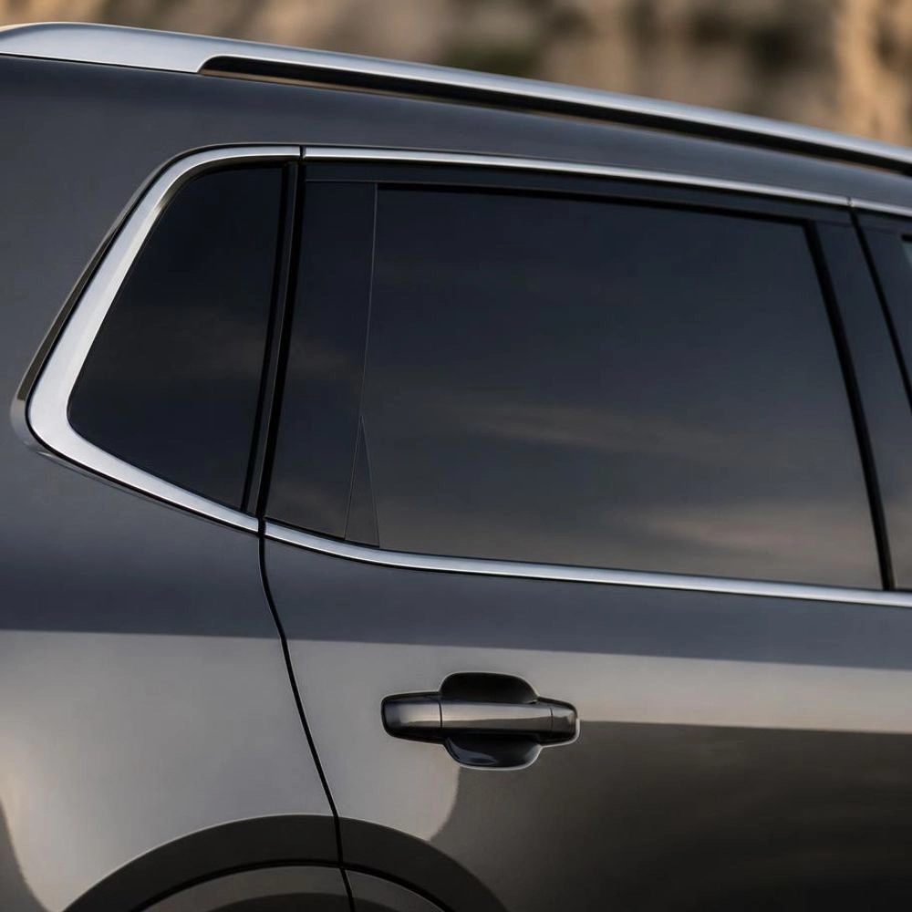 Tinted rear side and quarter window glass on a modern SUV